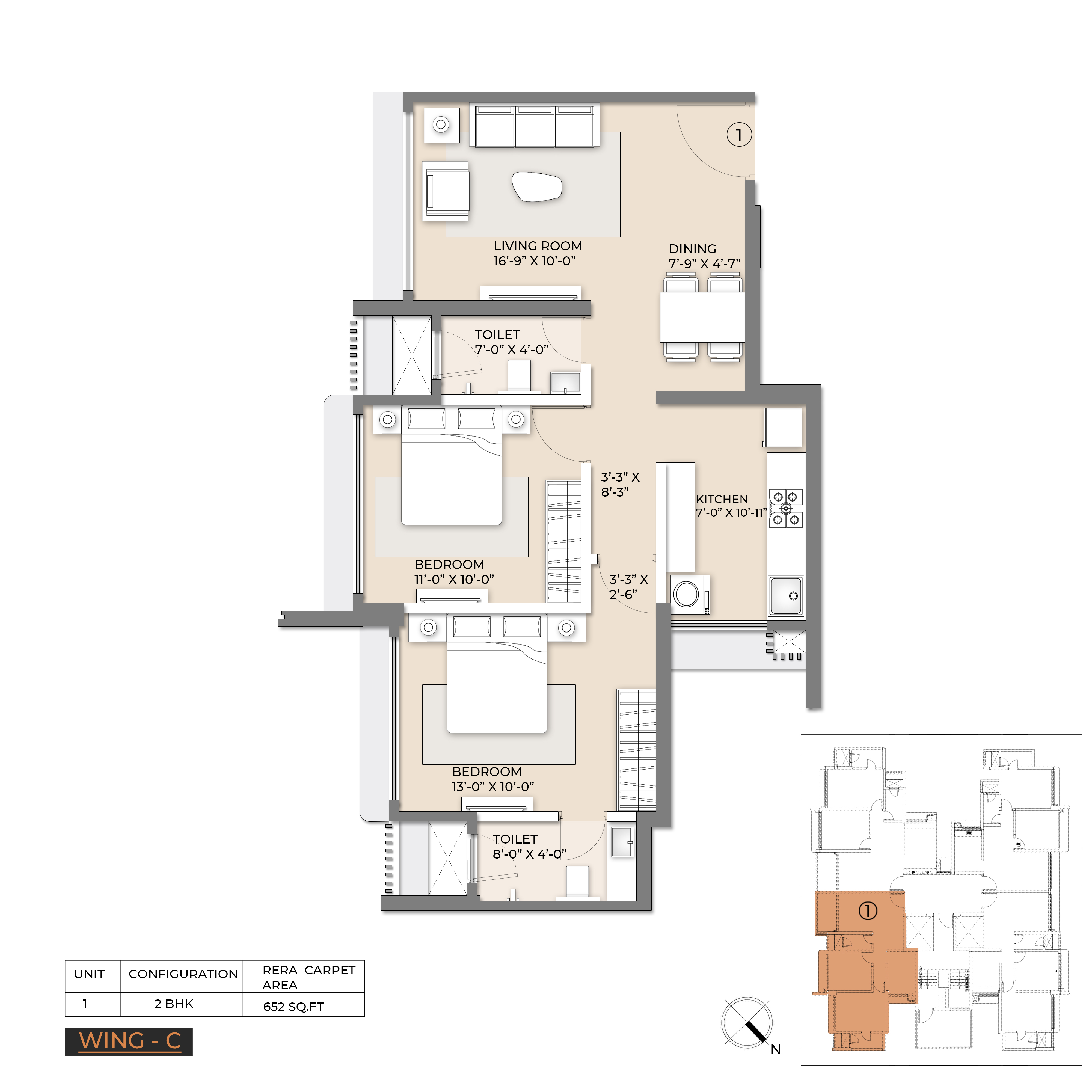 2 BHK Floor Plan